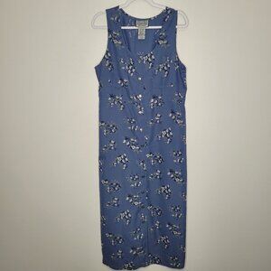 Vintage y2k blue floral modest back cinch modest church prairie dress size large